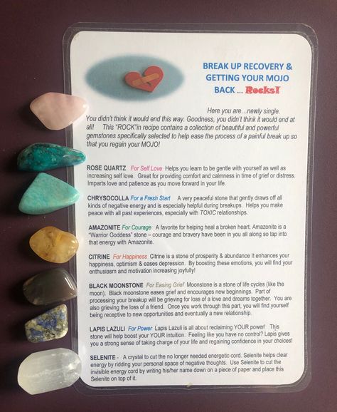 Crystals For Breakup, Crystals For Heartbreak, Witchy Knowledge, Spirituality Journey, Witch Info, Break Ups, Wellness Shop, Metaphysical Store, Mojo Bags