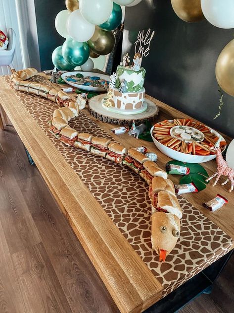 Safari Snake Sandwich, Into The Wild Party Theme, First Birthday Party Wild One, Jungle Themed 1st Birthday, Snake Sandwich Birthday Parties, Zoo Bday Party Ideas, Safari 2nd Birthday Party Boy, Wild 2 Birthday Party Boy, Jungle 3rd Birthday Party