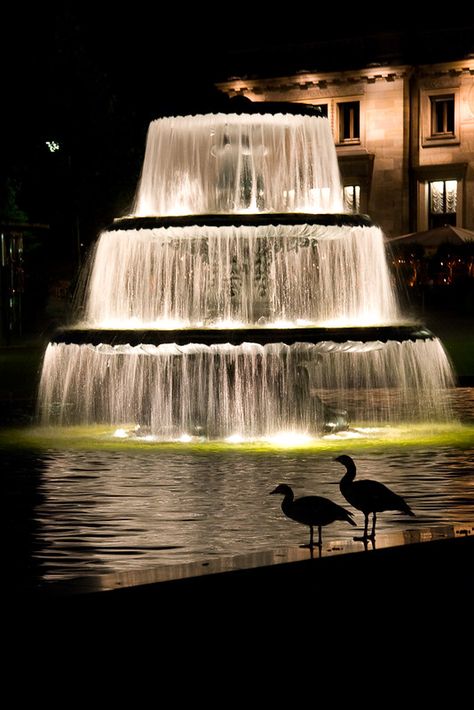 Brunnen am Kurhaus | Fountain in front of the Spa hotel in W… | Flickr Small Garden Waterfalls, Pondless Water Features, Beautiful Fountains, Exterior Door Designs, Water Fountain Design, Home Fountain, Please Don't Leave, Garden Waterfall, Fountain Design