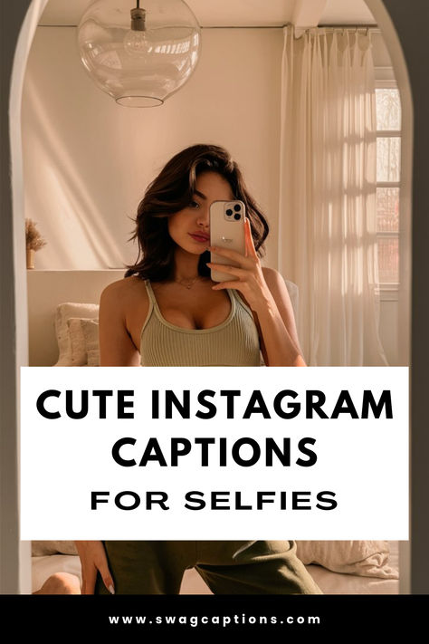 Slay your next selfie with these adorable Instagram caption ideas! From funny puns to clever quips, these cute captions will perfectly complement your gorgeous selfies. Find charming quotes and sayings to showcase your beautiful self (pun intended!) in a witty, lighthearted way. Level up your selfie game! Mom Selfie Captions Instagram, Random Selfie Captions, Cute Picture Captions, Cute Quotes For Selfies, Best Selfie Captions, Cute Selfie Captions, Funny Selfie Captions, Best Captions For Selfies, Captions For Pictures Of Yourself