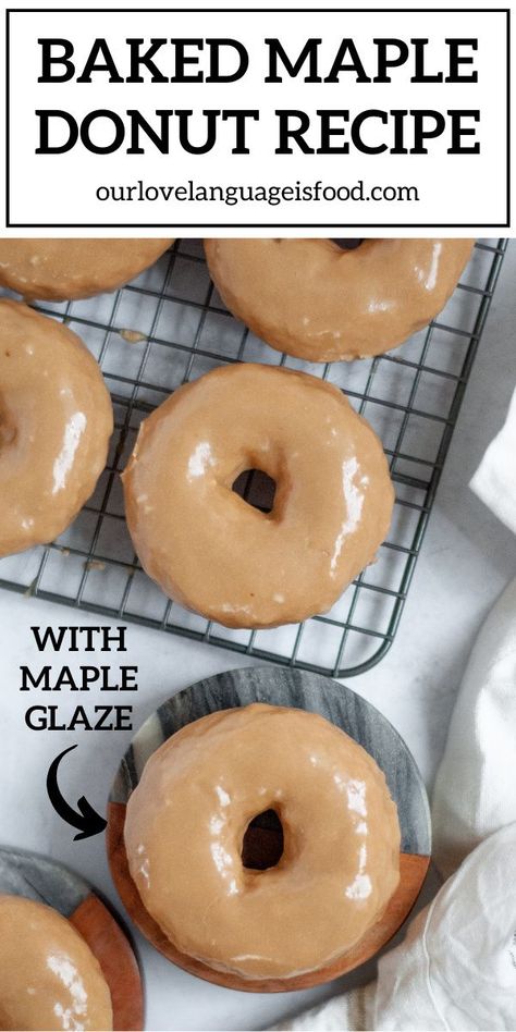 This easy maple baked donut recipe is the perfect weekend brunch treat! These light and cakey baked maple donuts are dipped in a homemade maple glaze. Baked maple donuts with maple glaze pack a wonderful maple punch and are perfect paired with a cup of coffee! Maple Donut Recipe, Maple Donuts Recipe, Make Donuts At Home, Maple Glaze Recipe, Homemade Baked Donuts, Donuts At Home, Maple Donuts, Doughnut Recipe Easy, Cake Donuts Recipe