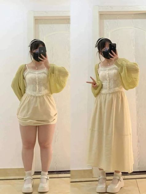 Modest Outfits Plus Size, Chubby Fashion Outfits Korean, Plus Size Fashion Outfits, Chubby Outfit Ideas, Outfits For Chubby Girls, Soft Girl Aesthetic Outfit, Chubby Girl Outfits, Dress For Chubby, Chubby Style