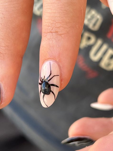 #halloweennails #halloween #spooky #spider #nails #nailart #nailsofinstagram #naildesign Cute Spider Nail Art, Short Spooky Nails Gel, Eye Ball Nail Art, Spider And Web Nails, Spider Nails Short, 3d Spider Nails, Spider Manicure, Spooky Nail Designs Ideas For Halloween, Spider Nails Designs