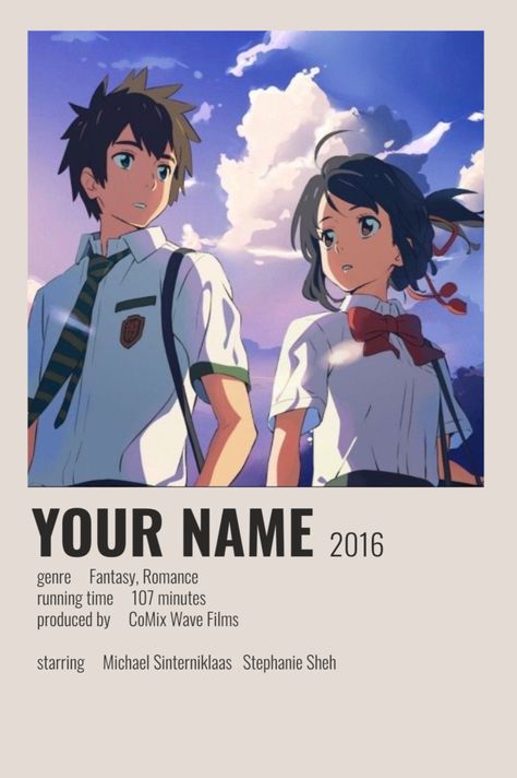 Your Name (Kimi no na wa) Your Name Poster Anime, Your Name Minimalist Poster, Your Name Anime Painting, Your Name Sketch, Your Name Movie Poster, Your Name Poster, Your Name 2016, Your Name Movie, Your Name Wallpaper