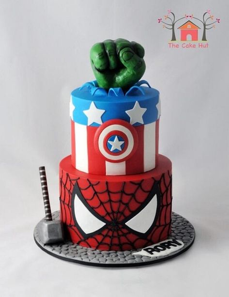 Cake Superhero, Marvel Birthday Cake, Avenger Party, Avengers Birthday Party Decorations, Spiderman Birthday Cake, Marvel Birthday Party, Marvel Party, Hulk Birthday, Marvel Cake