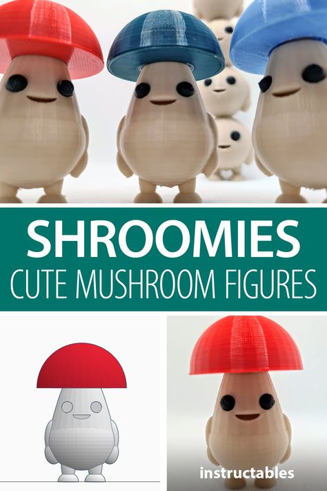 Quick 3d Prints, 3d Printer Toys, 3d Mushroom Art, 3d Perler Bead Mushroom Pattern, Tinkercad Ideas 3d Design, 3d Print Toy, Tinkercad Ideas, 3d Printed Mushroom, 3d Print Fairy Garden