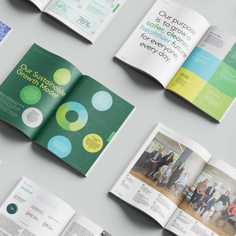 Add to pinterest • Instagram Booklet Layout Design Inspiration, Brochure Cover Design Inspiration, Booklet Graphic Design, Corporate Report Design, Annual Report Layout Design Inspiration, Annual Report Design Inspiration, Medical Magazine Design, Sustainability Report Design, Sustainability Report