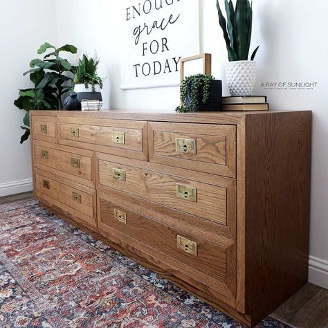 How to Refinish a Dresser Walnut Dresser Makeover, Restaining Wood Dresser, Refinishing Dresser, Wood Dressers Makeover, Restored Dresser, Dresser Refinish, Stain Techniques, Walnut Dresser, Dresser Makeover