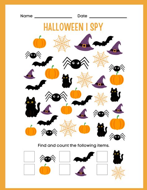 Halloween I Spy Printable Free, Halloween Kindergarten Worksheets, I Spy Halloween Printables For Kids Free, Halloween Activities For Kids Printable, I Spy Printables For Kids Free, Halloween Worksheets Preschool, Halloween Worksheets For Kids, Halloween Worksheets Kindergarten, I Spy Halloween