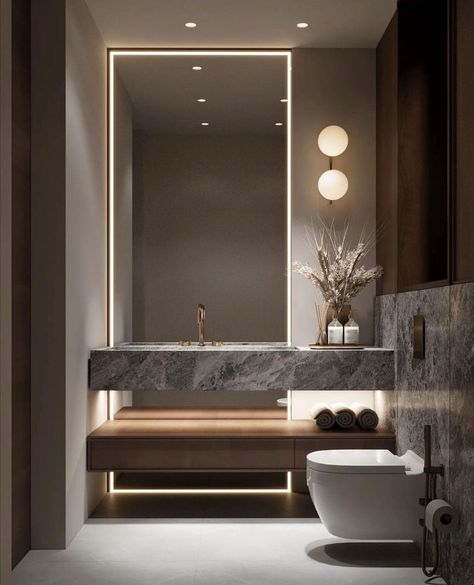 Matt Interior, Elegant Bathroom Design, Bathroom Design Styles, Luxe Bathroom, Bathroom Cabinets Designs, Restroom Design, Interior Design Renderings, Powder Room Decor, Bathroom Decor Luxury