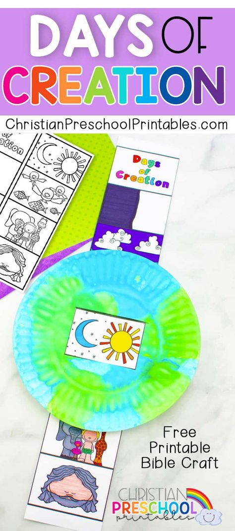 The Creation Bible Craft, Creation Craft Kindergarten, Story Of Creation Crafts, Creation Crafts For Elementary Kids, Gods Creation Crafts, Days Of Creation Printable, Creation Preschool Craft, Creation Bible Lessons, Creation Bible Crafts