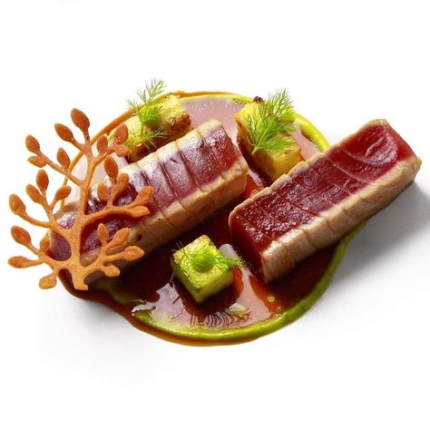 Tuna Zucchini, Gourmet Food Plating, Chefs Plate, Seared Tuna, Dessert Plating, Fine Food, Virgin Olive Oil, Culinary Arts, Food Plating