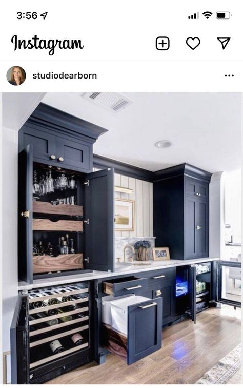 Pin by Lisa Griffo Naughton on Kitchen. | Basement bar designs, Cabinetry design, House styles Bar Area Ideas, Home Bar Areas, Basement Bar Designs, Basement Kitchen, Built In Bar, Home Bar Designs, Basement Bedrooms, Butlers Pantry, Bar Designs