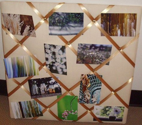 Creating a Picture Ribbon Board (O'Connor): 33 Steps Display Greeting Cards, Ribbon Board, Photo Display Board, Ribbon Boards, Homemade Pictures, Frame Ribbon, Diy Photo Display, Ribbon Display, Greeting Card Display