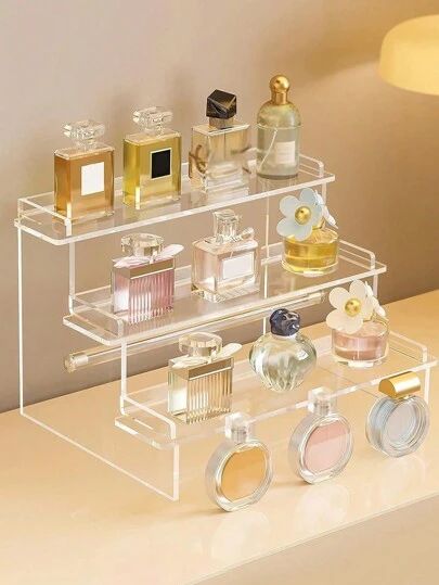 Parfume Display, Perfume Storage, Perfume Display, Tiny Room, Perfume Organization, Nail Polish Storage, Acrylic Display Stands, Makeup Brush Storage, Cosmetic Display