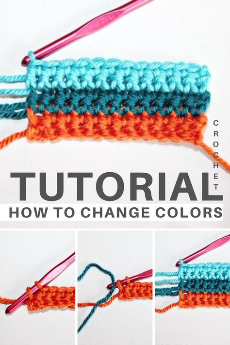 Color Changing Crochet Blanket, Crochet Seamless Color Change, Colour Change Crochet, How To Connect Yarn Ends Crochet, How To Switch Colors In Crochet, Crochet For Beginners Step By Step, Crochet Beginners Step By Step, Color Changing Crochet, Crochet Two Colors