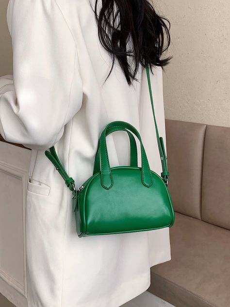 Green Fashionable   PU Leather Plain     Women Bags Dome Bag, Givency Antigona Bag, Olivia Mark, Kate Spade Top Handle Bag, Satchel Bags, Polyester Material, Mini Bag, Bags Women, Fashion Bags