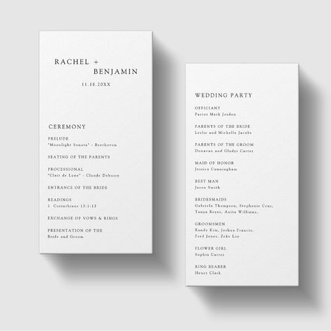 Wedding program examples