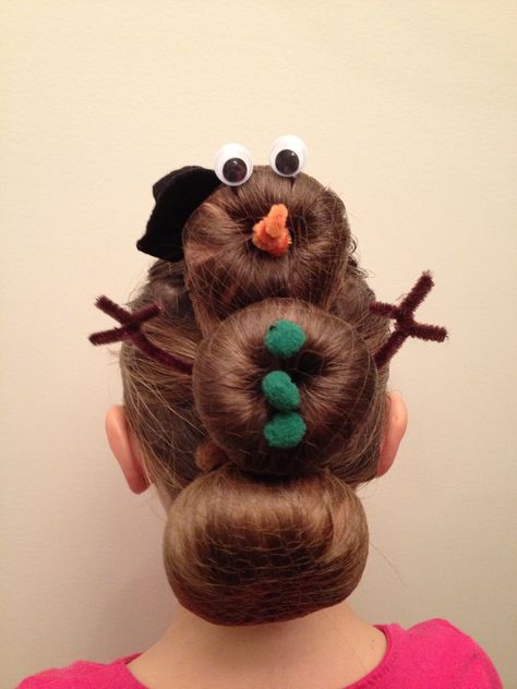 Snowman, Christmas hair:) Hailey Hairstyles, Christmas Updos, Christmas Party Hairstyles, Thanksgiving Hair, Short Hair Lengths, Alternative Christmas, Crazy Hair Day, Crazy Hair Day At School, Christmas Hairstyles