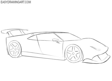 How to draw a Ferrari | Easy Drawing Art Easy Car Drawing Simple, Ferrari Easy Drawing, Auto Drawing Easy, How To Draw A Car Easy, Cool Car Drawings Easy, Car Drawings Easy, F1 Car Drawing Easy, Car Sketch Simple, How To Draw A Car