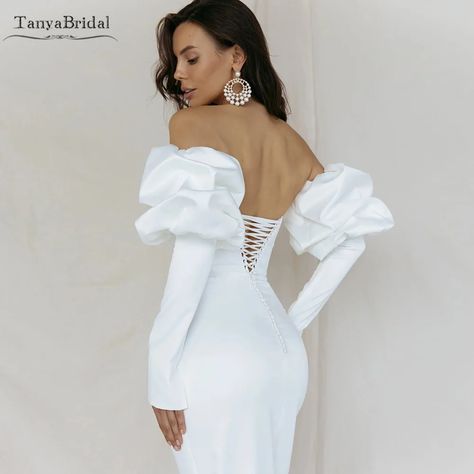 31.99US $ 20% OFF|Charming Puffy Satin Detachable Wedding Sleeves With Fit Arms Long Fingerless Gloves Bridal Accessories  DG267| |   - AliExpress Wedding Sleeves, Puffy Sleeve Dress, Long Fingerless Gloves, White Wedding Dresses, Arm Workout, Sizing Chart, Bridal Accessories, Bride Dress, Fingerless Gloves