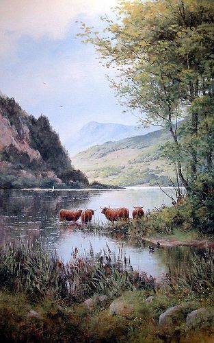 Edwin Landseer Paintings, Scottish Landscape Photography, Scottish Landscape Art, Village Drawing, Landscape Paintings Scotland, Scotland Oil Painting, Vertical Landscape, Scotland Landscape, Landscape Painting Tutorial