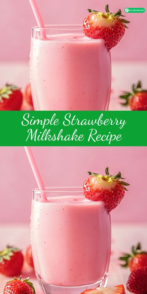 Make this Simple Strawberry Milkshake for a tasty treat! With just a few ingredients, you can enjoy a creamy, fruity shake anytime. Strawberries Milkshake, Milk Shake Recipes, Strawberry Shake Recipe, Strawberry Milkshake Recipe, Milkshake Recipe Strawberry, Strawberry Shake, Classic Grilled Cheese, Milkshake Recipe, Healthy Strawberry