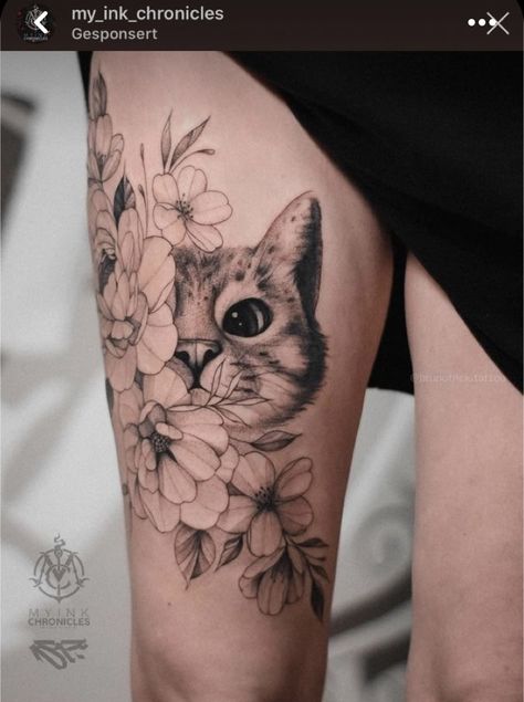 Minimalist Tattoos For Women, Cat Face Tattoos, Cat Portrait Tattoos, Cat Tattoos, Cat Tattoo Designs, Thigh Tattoos Women, Minimalist Tattoos, Time Tattoos, Friend Tattoos