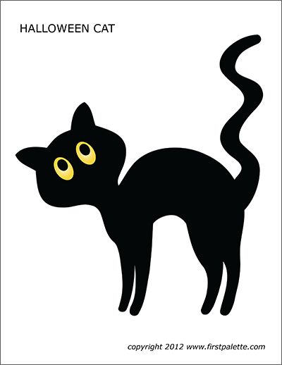 Ghosts | Free Printable Templates & Coloring Pages | FirstPalette.com Halloween Cat Template Free Printable, Witch Templates Free Printable, Black Cat Silhouette Halloween, Halloween Cat Craft, Halloween Cat Coloring Pages, Halloween Cat Clipart, Witch Printables, Porta Halloween, Printable Halloween Decorations