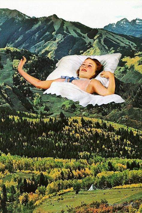 -MUST- Rising Mountain art print by eugenialoli Foto Muro Collage, Mountain Art Print, Surreal Collage, Vintage Pop, Montage Photo, Vintage Collage, Mountain Art, Pics Art, Mixed Media Collage