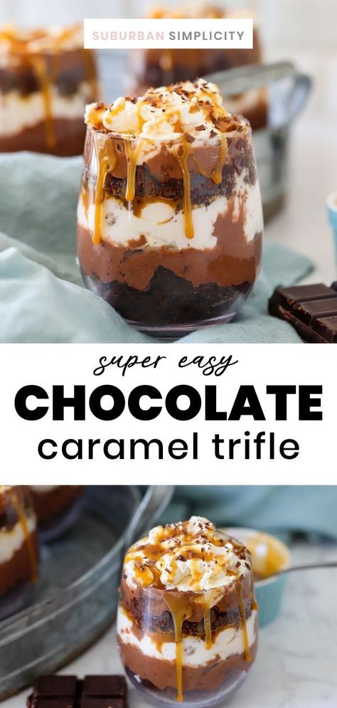 Caramel Trifle, Trifle Dessert Recipes, Brownie Trifle, Dessert Halloween, Parfait Desserts, British Desserts, Creamy Pudding, Trifle Pudding, Chocolate Trifle