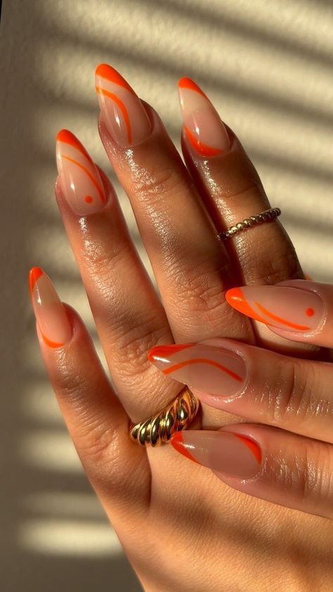 Kutek Disney, Her Nails, Almond Nails Designs, White Nail, Orange Nails, Minimalist Nails, Funky Nails, Pretty Acrylic Nails, Short Acrylic Nails