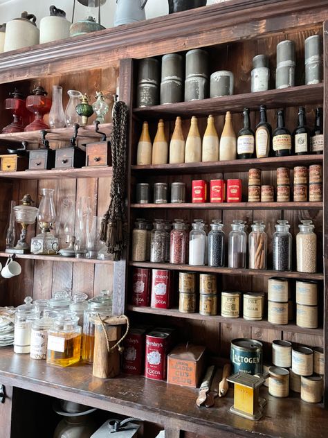 general store at the whaley house in san diego, ca 1800s General Store, Mini General Store, Small Town General Store, General Store Shelving, General Store Aesthetic, General Store Ideas Small Towns, Stall Illustration, General Store Cabinet, Pioneer Lifestyle