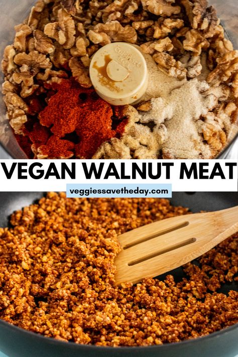 Vegan Walnut Meat, Walnut Meat, Vegan Meat Recipe, Recipes Chili, Vegan Ground Beef, Cake Pizza, Meat Replacement, Walnut Recipes, Nut Recipes