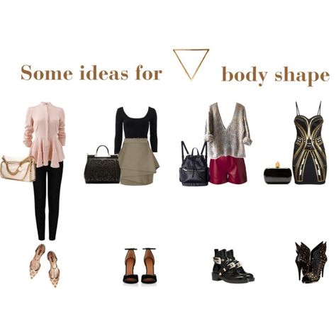 Inverted Triangle Body Shape by elina-kirilenko on Polyvore featuring mode, H&M, Alexander McQueen, Michael Kors, STELLA McCARTNEY, Balmain, ChloÃ©, Roberto Cavalli, Givenchy and Dolce&Gabbana Triangle Outfits, Inverted Triangle Body Shape Fashion, V Shape Body, Inverted Triangle Body Shape Outfits, Body Type Clothes, Triangle Body Shape Fashion, Inverted Triangle Fashion, Triangle Body Shape Outfits, Apple Body Shape Outfits