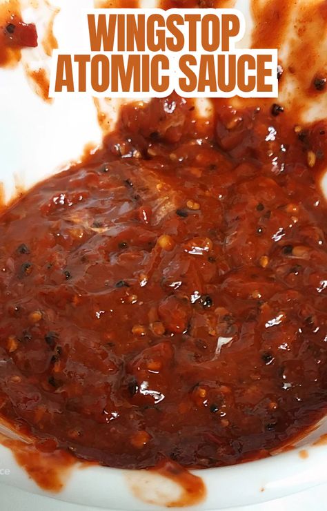 Atomic Wings Wingstop, Wingstop Atomic Sauce Recipe, Copycat Sauce Recipes, Wingstop Restaurant, Hot Wing Sauce Recipe, Chicken Dipping Sauce, Hot Wing Sauces, Wing Sauce Recipes, Homemade Sauce Recipes