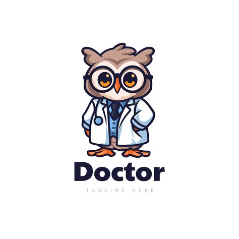 Owl Character Design, Mascot Reference, Owl Character, Owl Mascot, Doctor Drawing, Fashion Design Portfolio, Cartoon Logo, Mascot Logo, Mascot Design