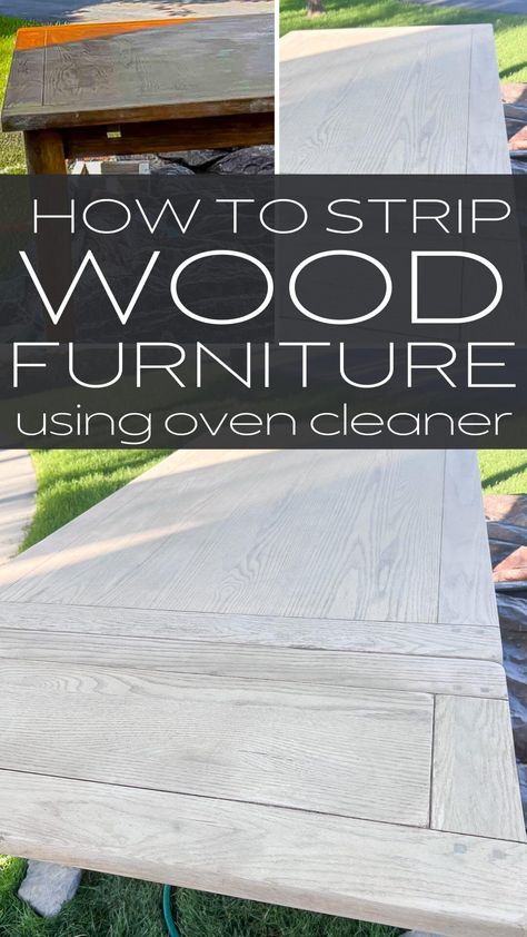 Oven Cleaner On Wood? How to Strip Wood with Oven Cleaner How To Strip Wood With Oven Cleaner, Strip Wood With Oven Cleaner, Oven Cleaner Wood Strip, Oven Cleaner Strip Furniture, Easy Off Oven Cleaner To Strip Wood, Stripping Furniture With Oven Cleaner, Oven Cleaner On Wood, Oven Cleaner To Strip Wood, Black Bedroom Furniture Decor