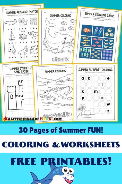 Choose printable activities from this 30 page Summer Activity Pack to keep your child or preschooler busy all summer long! The pack includes ABC worksheets, math worksheets, coloring pages, and more. Get a free set of Summer printable worksheets and coloring pages to entertain your kids and preschoolers. Summer Themed Worksheets, Math Worksheets Coloring, Summer Puzzles Free Printable, Summer Vocabulary Worksheet, 2nd Grade Summer Packet Free, First Grade Summer Packet Free, Summer Math Worksheets, Summer Math Activities, Summer Worksheets