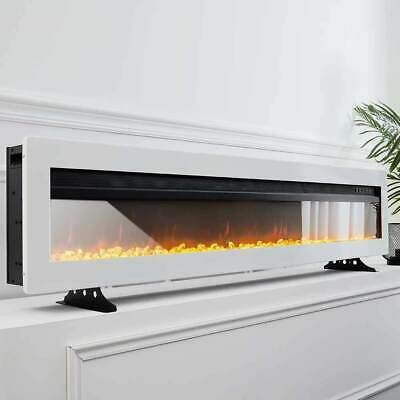 50inch Fireplace Recessed, Inset Wall Mounted Slim Electric Fire WITH Stand Feet | eBay Artificial Fireplace, Inset Fireplace, Electric Fire, Wall Mount Electric Fireplace, Wall Mounted Cabinet, Electric Fires, Media Wall, Fireplace Wall, Wall Brackets