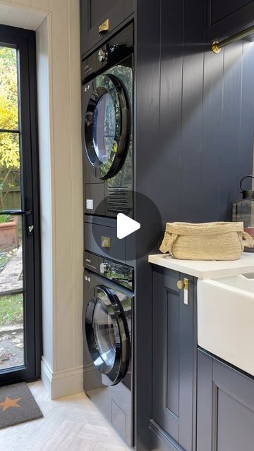 Deb Precious on Instagram: "Which washer / Dryer did you buy? One of the most asked questions details below ⬇️⬇️.

The washing machine is the @samsunguk EcoBubble with an 11kg drum, which makes it ideal for our family of 5. There is plenty of space for all the clothes that a larger household throws at you 🧺, school uniforms, multiple football kits and the many outfit changes a day 😫! The built in sensors actually weigh the load and calculate the perfect amount of water required every time! Plus the sleek design looks the part! I didn’t want to faff with integrated doors so the graphite colour blends really well.

The dryer is the Samsung 9kg heat pump tumble dryer.

It has some clever technology to make doing the laundry a little less painful! The quick dry setting gets you out of some l Tumble Dryer On Top Of Washing Machine, Washing Machine Cupboard, Dishwasher Cabinet, Wrinkle Prevention, Bungalow Ideas, Samsung Washing Machine, Laundry Room Layouts, Baby Shopping, Room Layouts