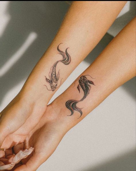 Infinity Tattoos For Couples, Infinity Couple Tattoos, Pisces Tattoo Designs, Maching Tattoos, Tattoos For Couples, Pisces Tattoos, Koi Tattoo, Koi Fish Tattoo, Matching Couple Tattoos