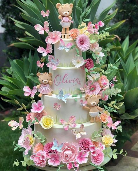 Flower Garden Cake, Cupcakes Flavors, Butterfly Theme Cake, Tinkerbell Birthday Cakes, Make Cupcakes, Thematic Cake, Carousel Cake, Garden Cake, Fairy Garden Birthday Party