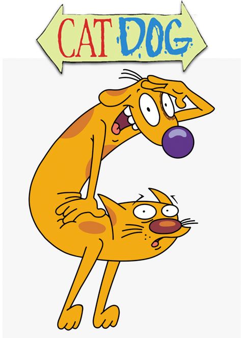 1998, CatDog is an American animated television series created by Peter Hannan for Nickelodeon. The series follows the life of conjoined brothers of different species, with one half of the resultant animal being a cat and the other a dog / 26534HHS Cat And Dog Cartoon Network, Cartoon Drawings Nickelodeon, Cat Dog Wallpaper Cartoon, Cat Dog Tattoo Cartoon, 90 Nickelodeon Cartoons, Catdog Cartoon Drawing, 90s Cartoons Drawings, Catdog Cartoon Tattoo, 90s Cartoons Characters Drawings