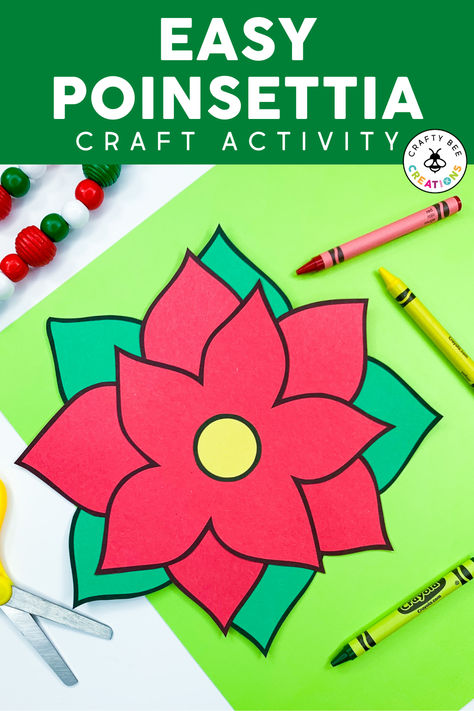 This poinsettia craft is a beautiful addition to your holidays around the world lesson plans. Use this craft and 10 others from the holidays around the world bundle to add to cultural diversity among children. Whether you use it in the classroom or your home, kids will love learning the history of the poinsettia and all of the Mexican traditions to go with this simple paper craft. It's perfect for preschool, kindergarten, first, and second grade students! Paper Plate Poinsettia Crafts For Kids, Christmas Flower Crafts For Kids, Poinsettia Preschool Craft, Christmas Around The World Preschool Crafts, Mexican Christmas Crafts For Kids, Poinsettia Craft For Kindergarten, Las Posadas Crafts For Kids Preschool, Christmas Craft Preschoolers, Mexico Christmas Crafts For Kids