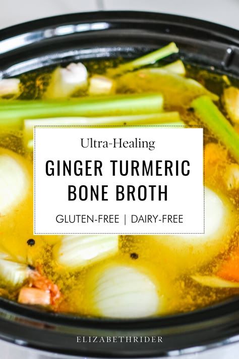 If you’re looking for a delicious, ultra-healing recipe, this is it! Gluten-Free and Dairy-Free Ultra Healing Recipe: Ginger Turmeric Bone Broth. Bone Broth Slow Cooker, Turmeric Bone Broth, Best Bone Broth Recipe, 7 Day Cabbage Soup Diet, Bone Broth Recipes, Postpartum Recipes, Homemade Broth, Bone Broth Soup, Benefits Of Ginger