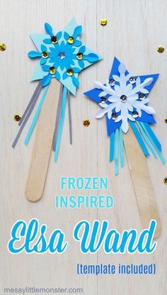 Frozen Elsa magic wand craft. Make your own wand with this easy Frozen paper craft. | Disney Crafts for Kids Elsa Crafts, Magic Wand Craft, Elsa Magic, Wand Craft, Disney Crafts For Kids, Frozen Crafts, Disney Activities, Princess Crafts, Summer Camp Crafts