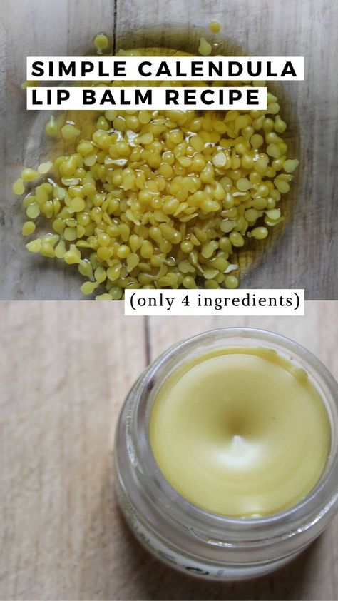 An overhead shot of homemade calendula lip balm on a wooden cutting board next to beeswax pellets. Linen Spray Recipe, Calendula Balm, Homemade Balm, Healing Lip Balm, Medicine Recipes, Health Herbs, Lip Balm Recipe, Diy Lip Balm Recipes, Calendula Salve