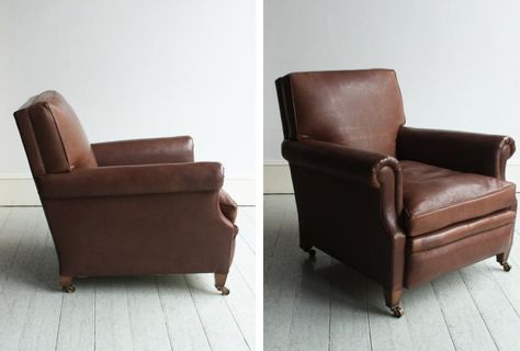 From London’s Christopher Howe, the Club Armchair is made of hand-stitched horsehair and down-filled cushions. Contact Howe for pricing and more information. Club Armchair, Furniture Sofas, Take A Seat, Leather Armchair, The Club, Classic Leather, Recliner Chair, Hand Stitched, Sofa Couch