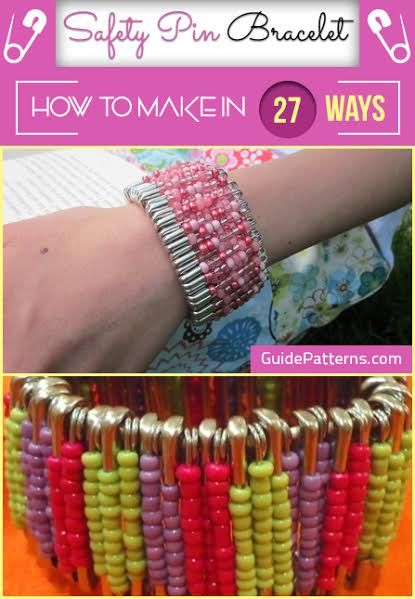 Safety Pin Bracelet: How to Make in 27 Ways | Guide Patterns Safety Pin Jewelry Patterns, Diy Safety, Safety Pin Bracelet, Safety Pin Crafts, Safety Pin Jewelry, Hemp Jewelry, Pearls Diy, Small Bracelets, Easy Diy Jewelry